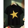 European Sizes Shiny Golden Star T-Shirt - A Soft T-Shirt Featuring a Golden Star Pattern, Perfect for Summer Casual Wear. Summer
