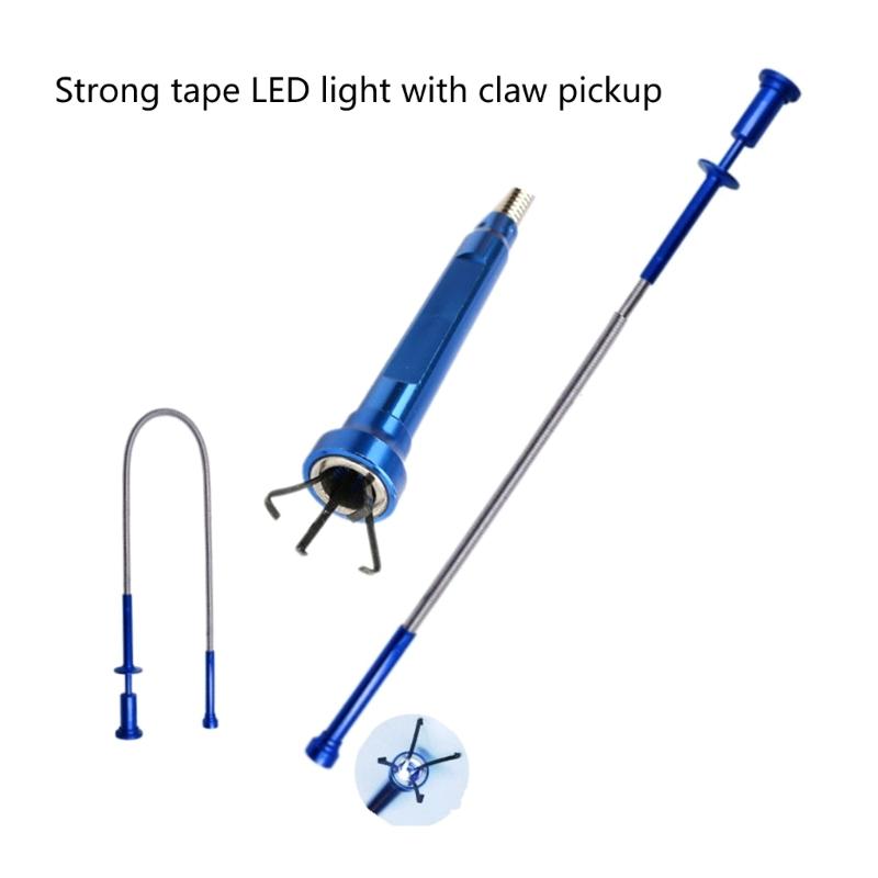 Telescoping Claw Magnetic Retractable Stick Claw Pickup Tool Flexible Pickup Claw with LED Light Grabber Arm Extension