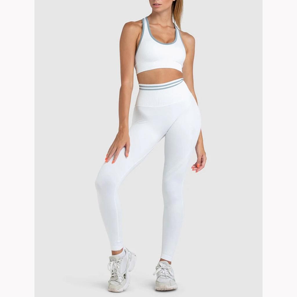 Women Seamless Sports Bra and High Waist Leggings Set Two Piece Workout Outfits Yoga Gym Fitness Activewear for Training Running