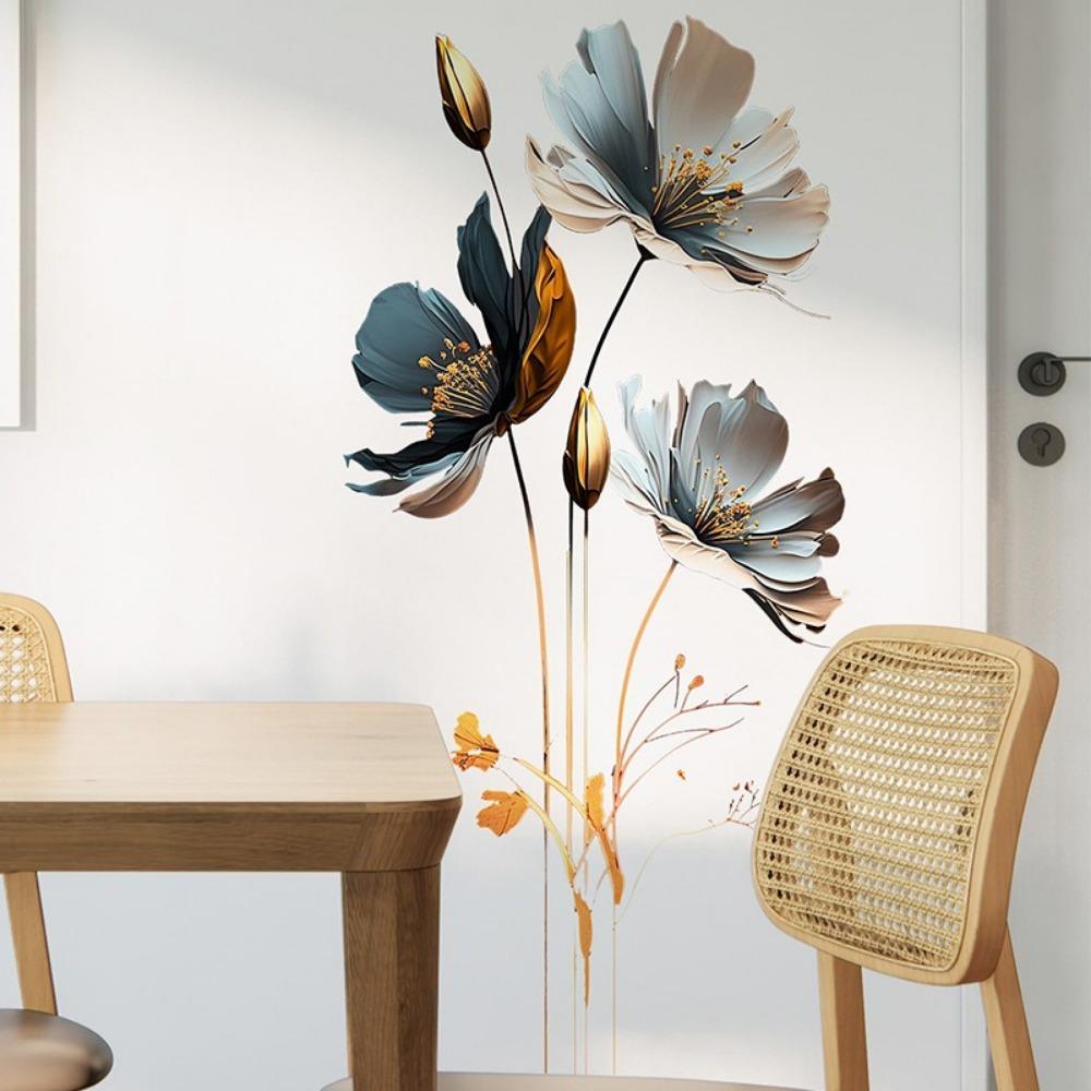 PVC Wall Stickers Self-adhesive Marble Vinyl Film New 3D Lotus Flower Stickers  Living Room Bedroom