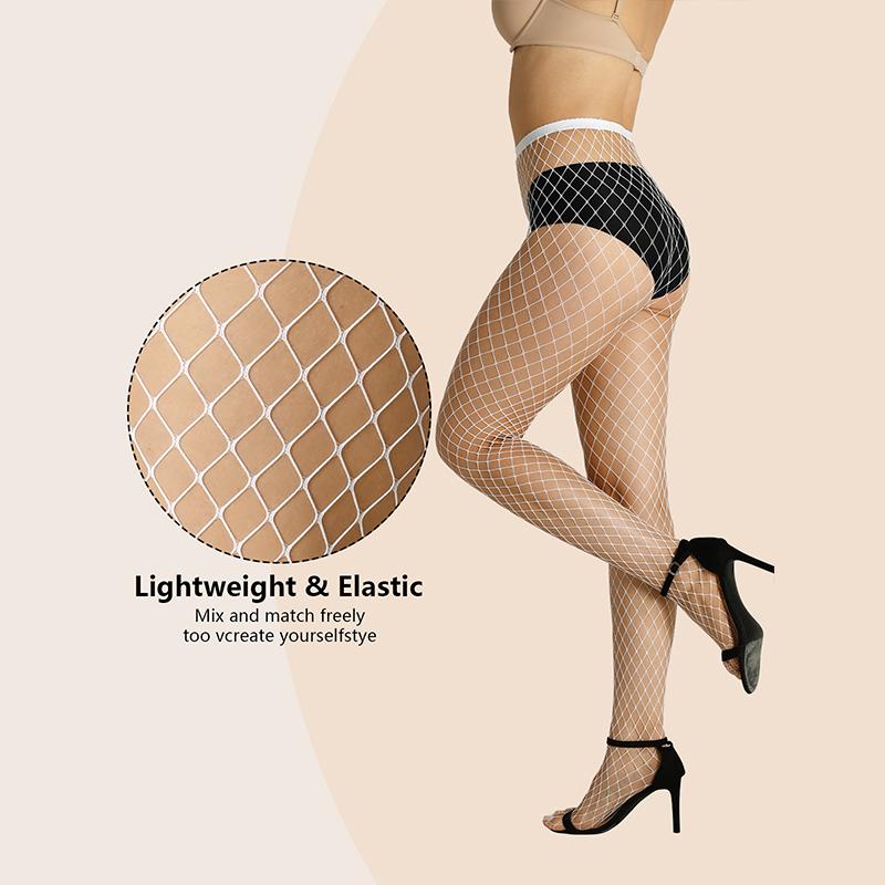 1 Pair Pantyhose Fishingnet Women'S High Waist Sexy Grid Fishnet Multiple Sizes Hollow Out Nylon Pantyhose Tights Party Dressing