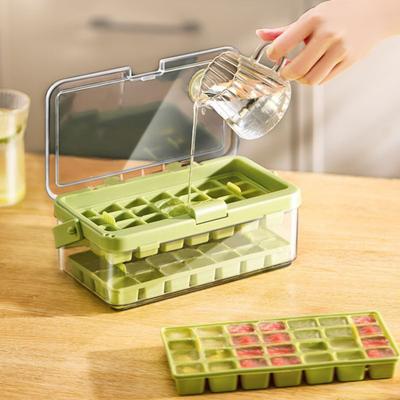Ice Cube Mold with Shovel And Push-Release Large Capacity Silicone Ice Cube Tray for Freezer BPA-Free Food Grade Stackable Ice Maker for Kitchen