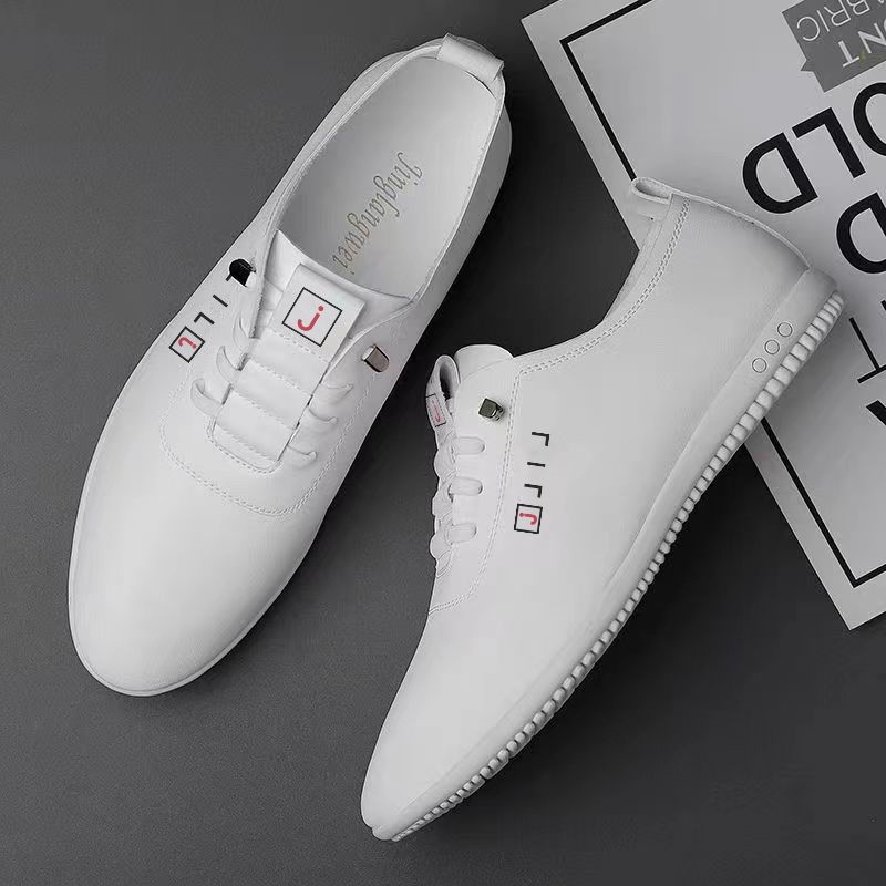 

2025 autumn new men s casual shoes Doudou shoes business men s leather shoes fashion versatile white shoes one pedal men s shoes 44