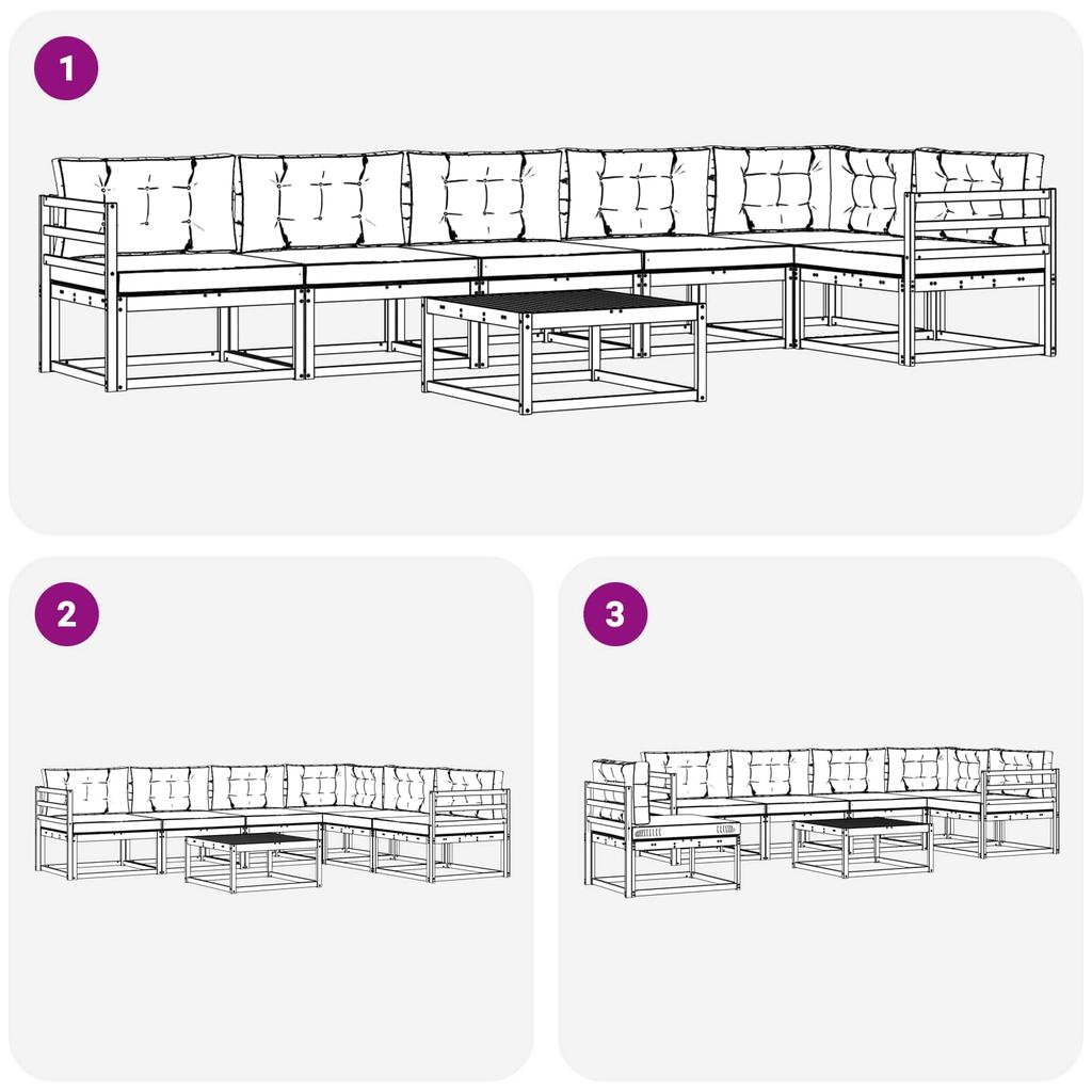 Outdoor Sofa Set 7 Pcs White and Cream 79 X 79 X 37 Cm