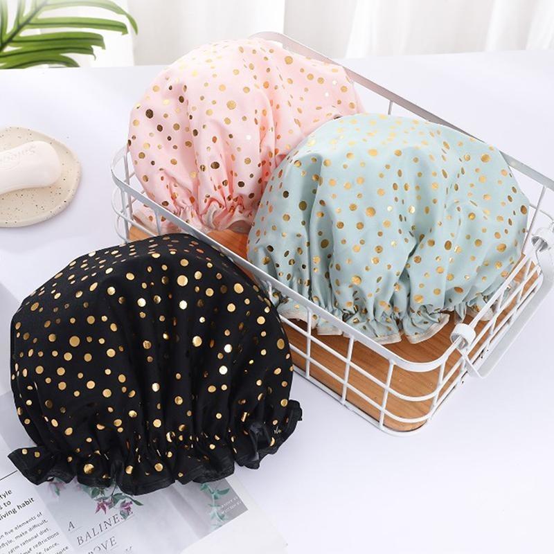 1Pc Waterproof Shower Cap Double Elastic Shower Cap Dustproof and Smokeproof Shampoo