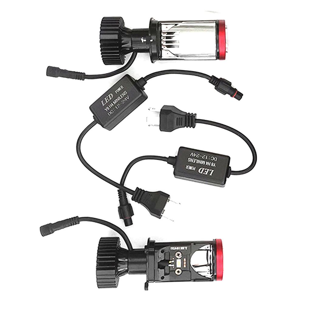 Motorrad LED Scheinwerfer Birne Hohe Helligkeit Fischaugen Lampe Kit Aluminium 12‑24V Fern- und Abblendlicht Y8 H4