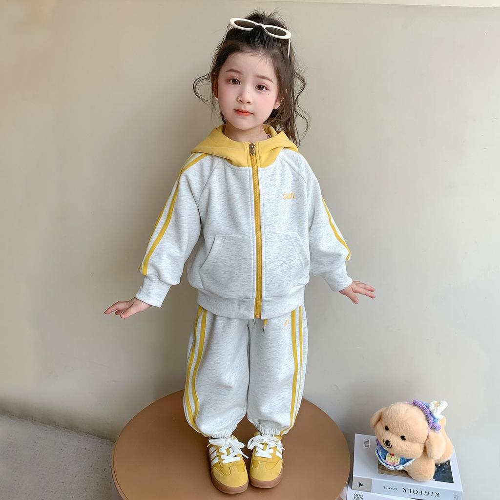2025 Trendy Girls' Autumn & Spring Outfit: Korean Style Coat & Sweatpants Set