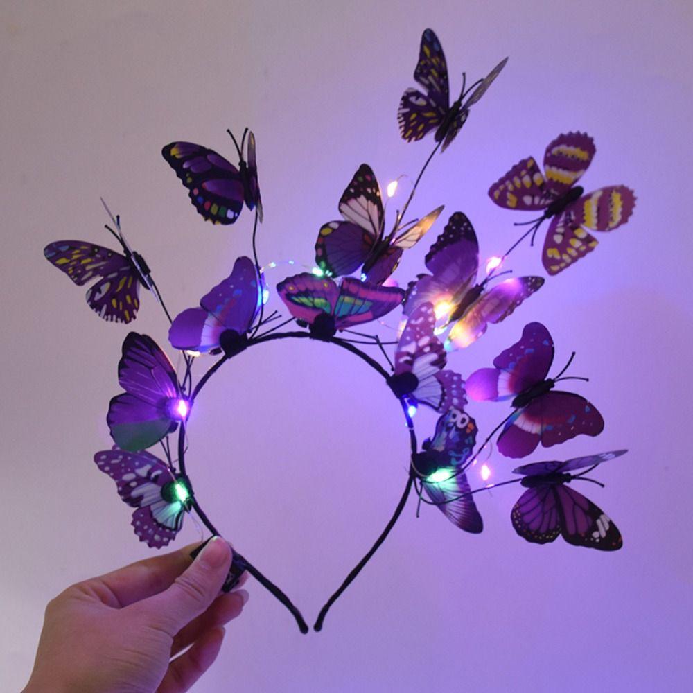 Colorful Luminous Butterfly Hair Band LED Lights Flashing Headband LED Glow Headband  Kids Gift
