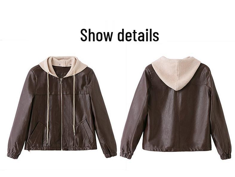 Women's Retro Sheepskin Leather Hooded Short Jacket - Autumn/Winter 2025