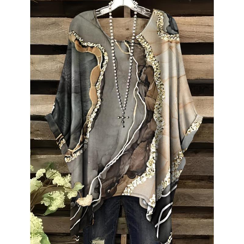T-shirt da Donna Estive Gradiente Colorate Grafiche Girocollo Femminili Vintage Abbigliamento Floreale Stampate T-shirt Larghe Oversize