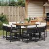 VidaXL 9-Piece Garden Dining Set with Cushions, Table and Folding Back Chairs, Outdoor Patio Furniture 3211563