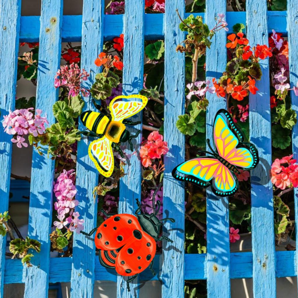 3 Stück Metall Outdoor Wanddeko Insektenornamente Set für Garten Terrasse Hof Dekoration Langlebig Wetterfest Insekten Wandhänge Skulpturen