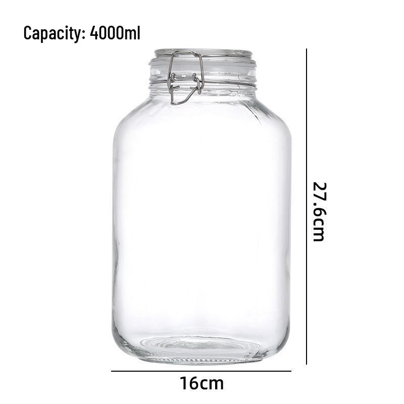 Large Transparent Glass Storage Jar with Lid for Grains, Pickles, Honey, and Tea - Moisture-proof and Airtight