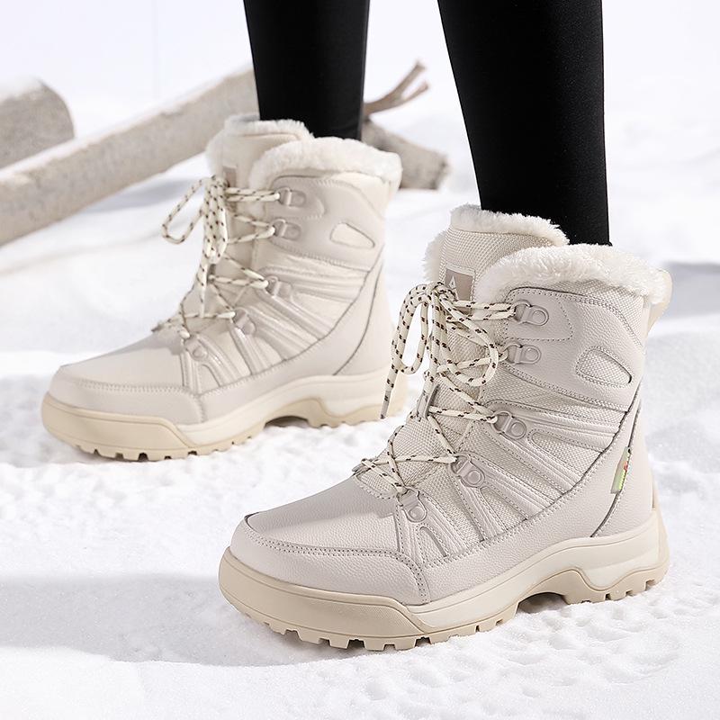 Women's Winter Mountaineering Boots - Warm, Thickened, Plus Velvet Snow Shoes for Outdoor Use.