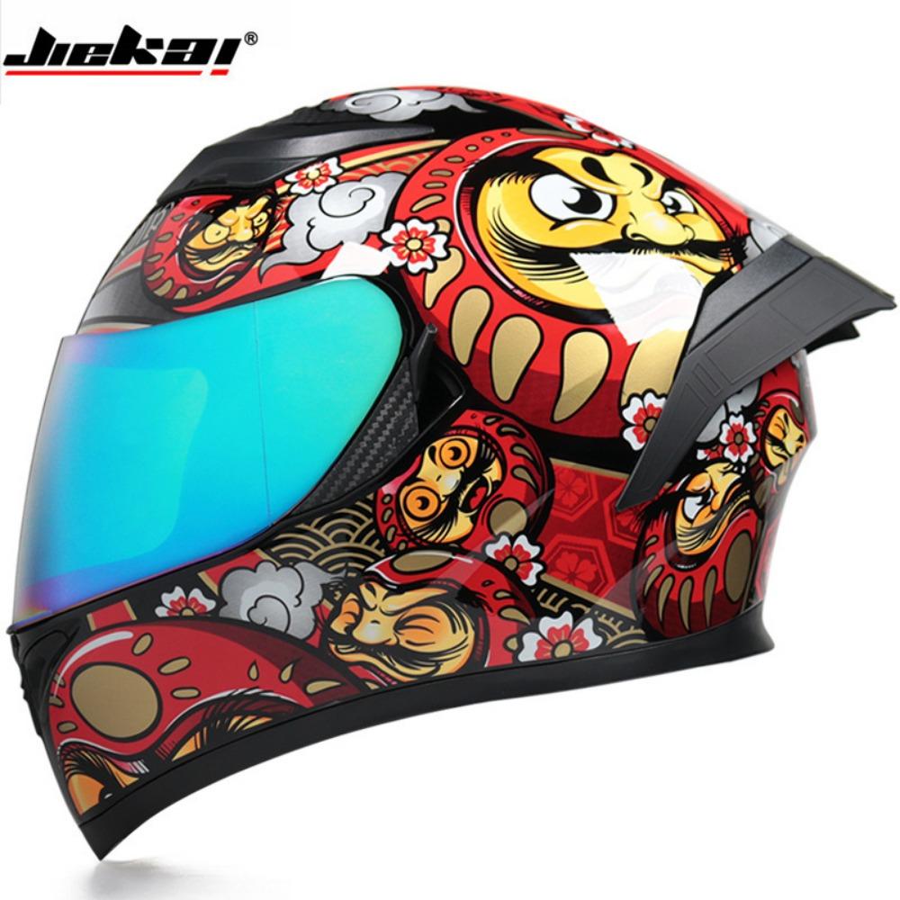 Jiekai Electric Motorcycle Helmet Men's and Women's Full Helmets Double Lenses Full Overlay Street Car Bluetooth Universal In All Seasons