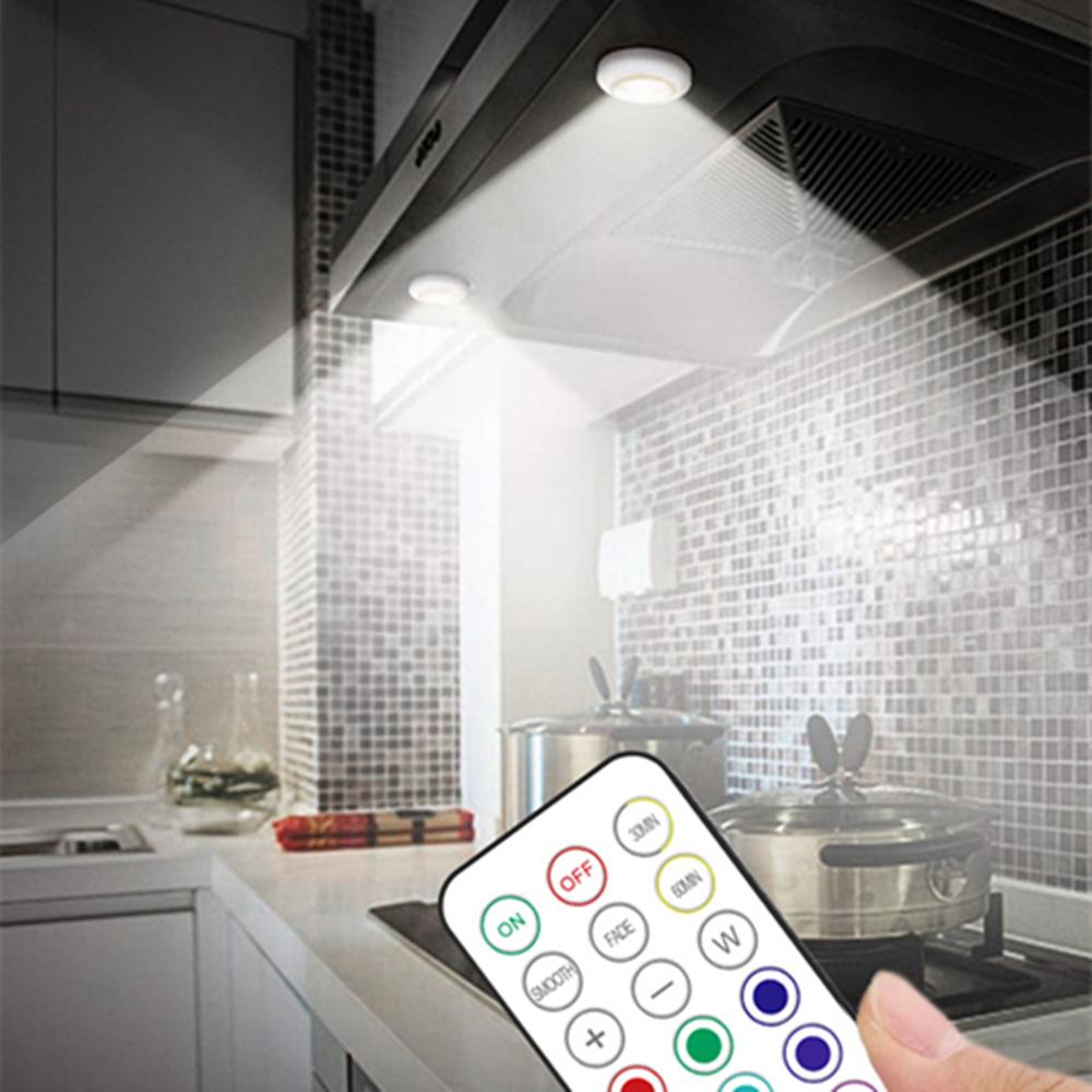 3Pcs Wireless RGB LED Lights Under Cabinet Closet Shelf Counter Lamp with Remote