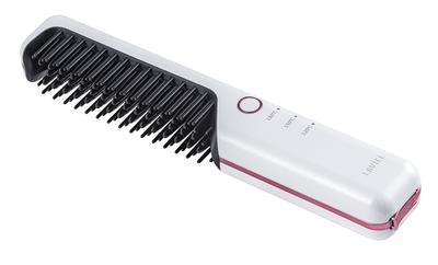 Cordless Brush Iron Mini Hair Iron USB Rechargeable Comb Iron 3 Level Temperature Adjustment Portable White MAX180℃ LV-CL-BI