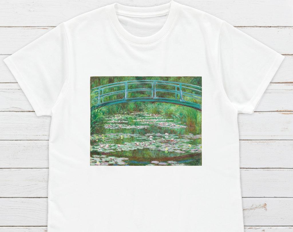 Monet Japanese Footbridge T-Shirt, Impressionist Art Tee