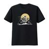 Stylish Mens Motorcycle Rider Print T Shirt In Black with Grey and Yellow Details Sizes S To 5XL Vintage Washed Versatile