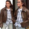 Cropped Jackets Faux Leather Jackets Casual Zip Up Motos Bike Coat Outwear Motorcycle Short Coat Fall Clothes
