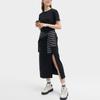 Fila Original Logo Solid Color Slit Fashion Casual Simple Slim Knit Round Neck Pullover Short Sleeve Dress Women Dresses Black F51W429302F-BK