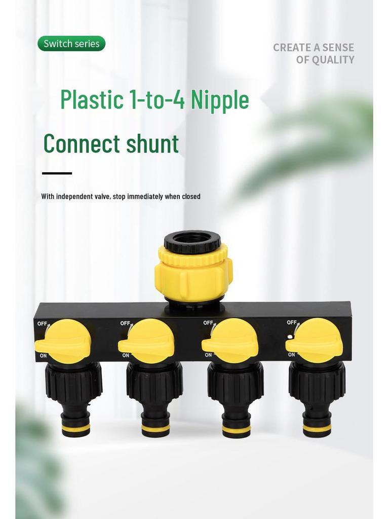 Five-Way Faucet Water Diverter Splitter with Ball Valve Switch (1" X 4 Points)