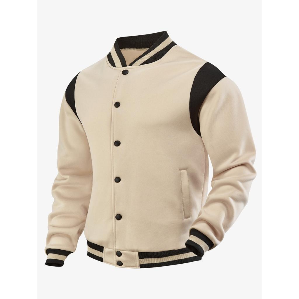 Giacca Casual da Uomo, Giacca Sportiva, Cardigan di Velluto, Top Spliced con Collo Rialzato, Giacca da Baseball
