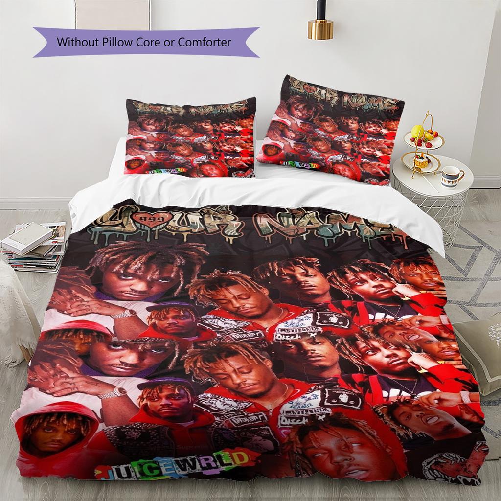 Name Custom Juice Wrld Pattern Bedding Set Quilt Cover Pillowcase Home Decor Gift (1 * Duvet Cover + 2 * Pillowcase, Without Core)