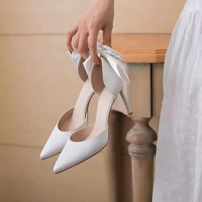 Women Elegant Heel Women Shoes High Heels Women Pumps Sexy Stilettos Wedding Shoes Bride Heels Bowknot Footwear Zapatos De Mujer