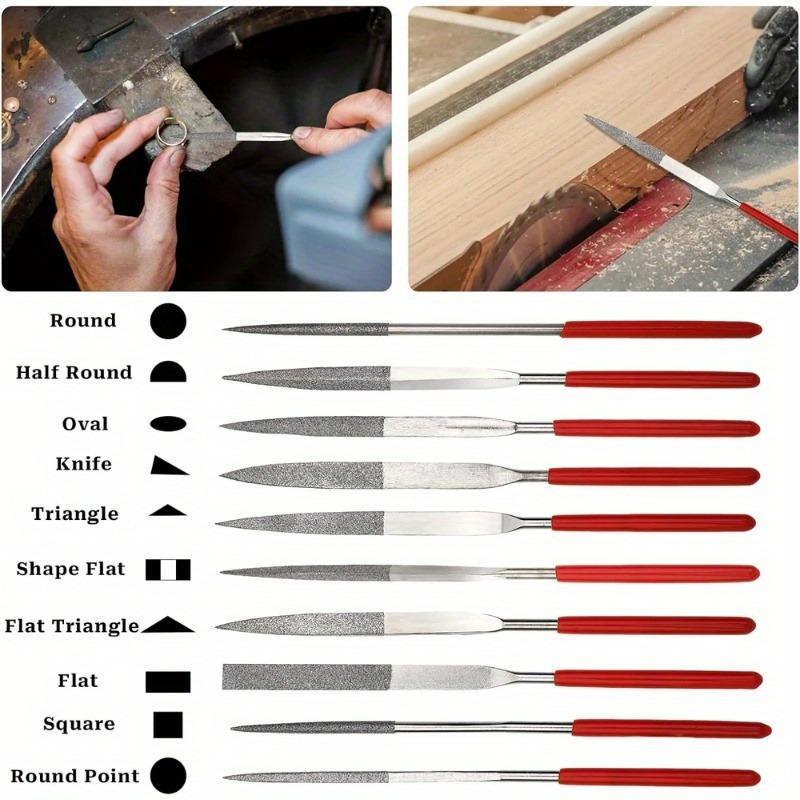 10Pcs Diamond Needle File Set 3x140mm Mini Needle File Kit For Stone Glass Metal Carving Craft Hand Tools Needle File Set