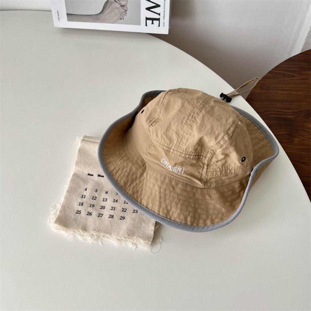 Korean Letter Baby Bucket Hat Summer Fisherman Hat Cute Children Sunhat Boys Girls