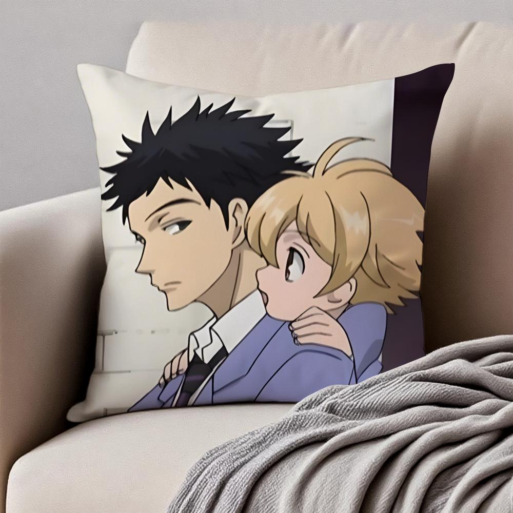 OOuran High School Cushion Cover Pillowcase Antidustmite Invisible Zipper Short Plush Sofa Cushion