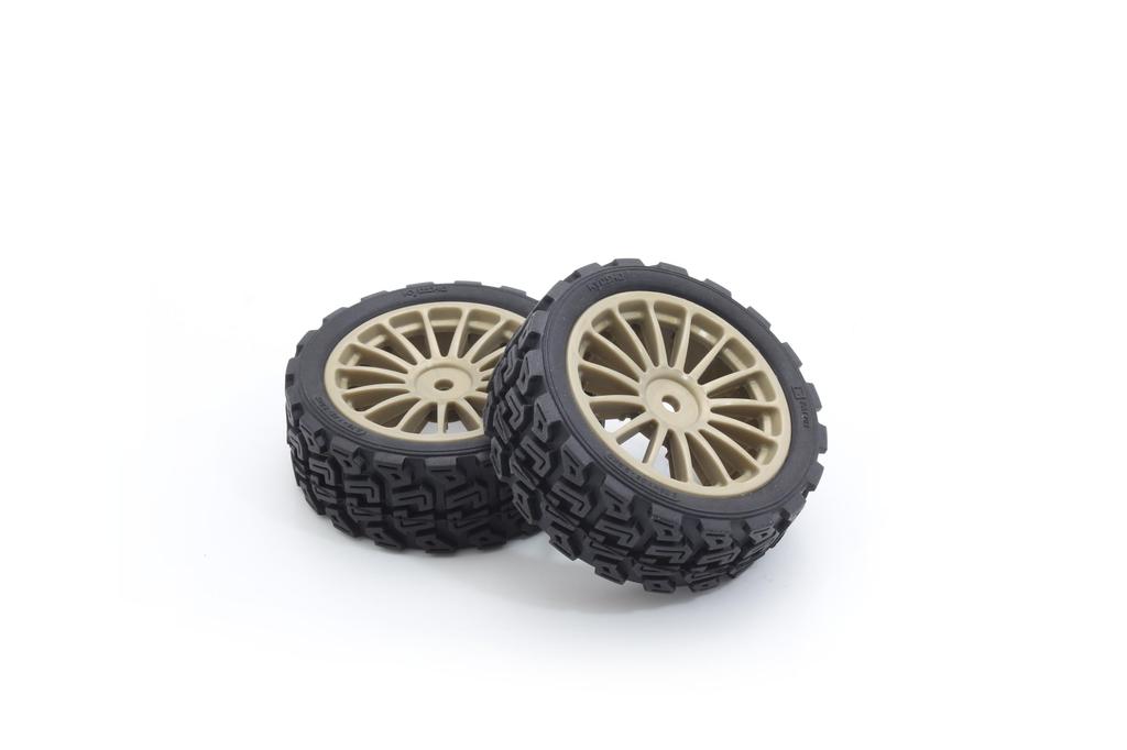 Kyosho Rally Tire Wheel FATH708GM Pre-Glued FZ02-R (15-Spoke Gold/M/2-Piece