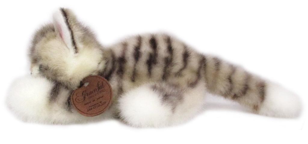 Sanei Boeki Originální plyšová hračka, Půvabná (Vyrobeno v Japonsku), Kotě Miya, Lezoucí, Šedé, Š12 x H18 x V9cm, Kočičí reprodukce