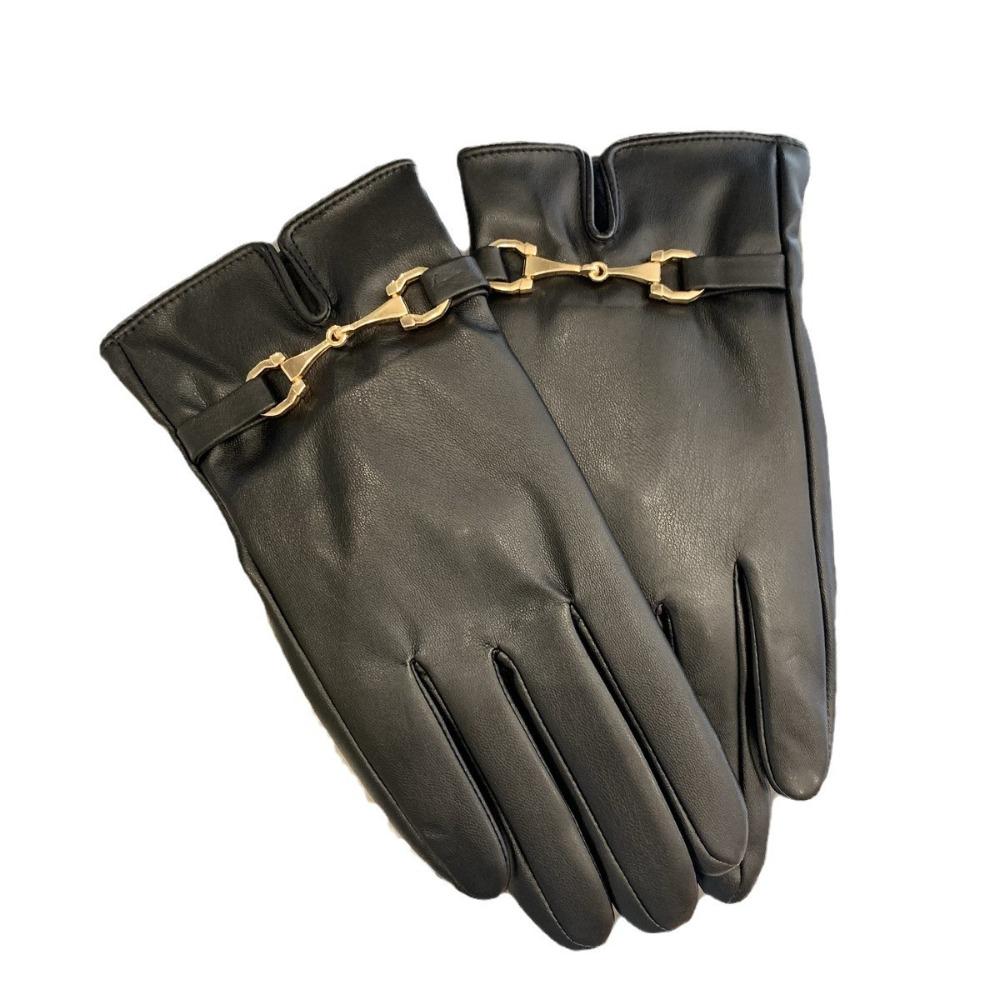 Thicken Full Finger Mittens PU  Gloves Fashion Women Leather Gloves  Girl