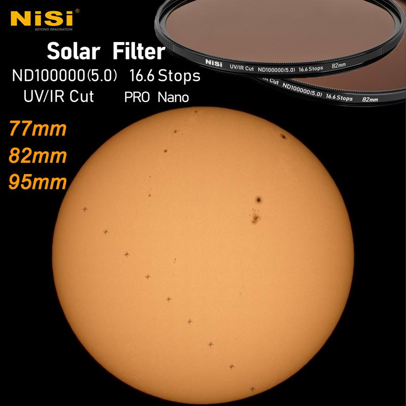 Nisi Solar Filter ND100000 5.0 16.6 Stops 77Mm 82Mm 95Mm High-Precision UV/IR Cut ND Filter for Solar Eclipse Photography 77mm