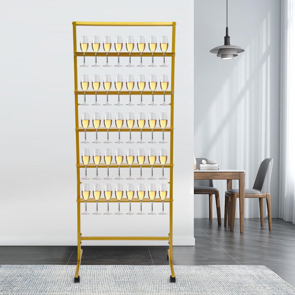 5-Tier Steel Champagne Display Stand,White/Black/Gold Champagne Glass Holder Floor Mounted 66*40*172cm for Party