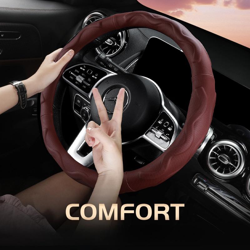 Premium Perforated PU Leather Steering Wheel Cover – Non-Slip & Durable, All-Season Universal, O-Shape/D-Shape Options
