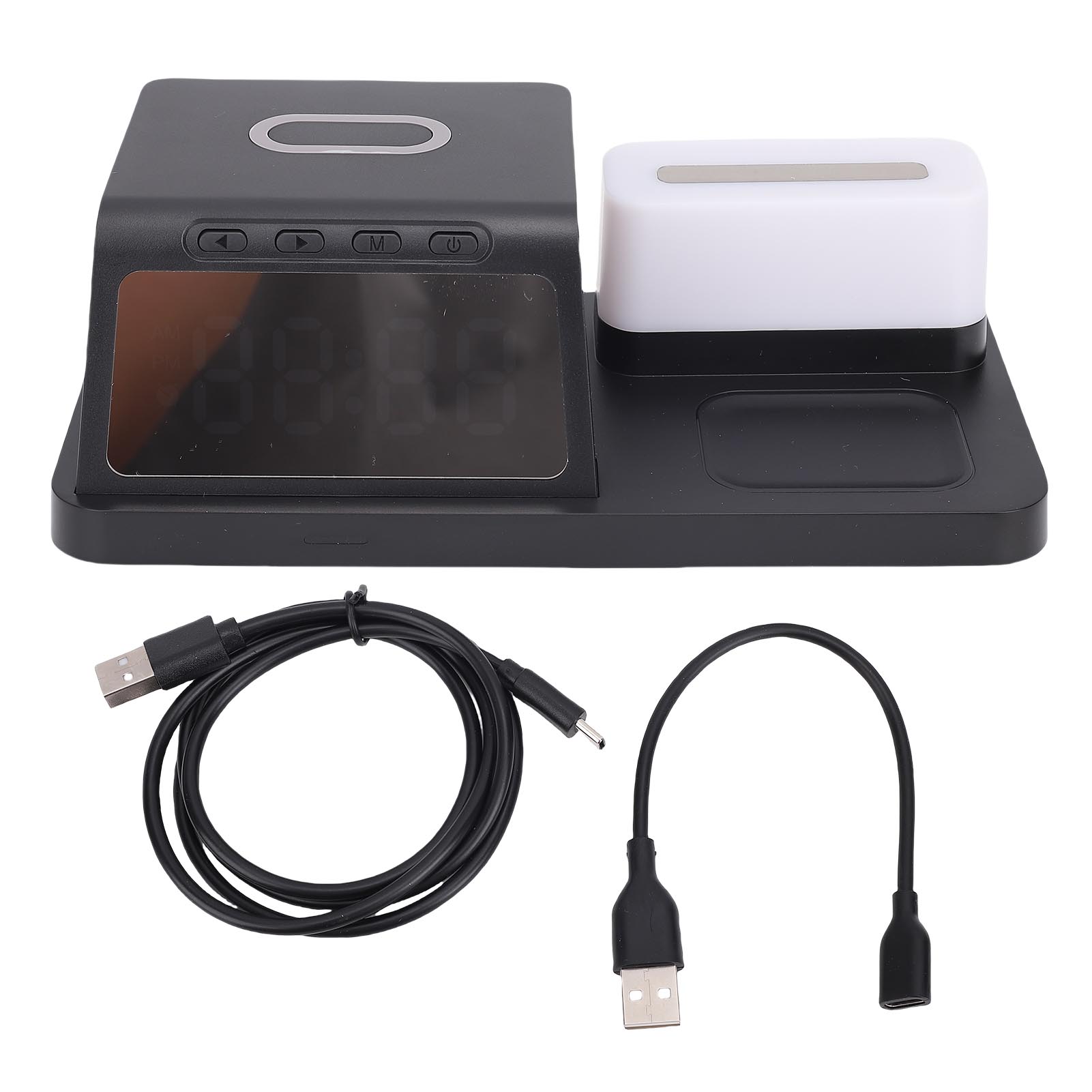 

Multi Function Wireless Charging Station Digital Alarm Clock 7 Color Ambient Light with 15W Fast Cha