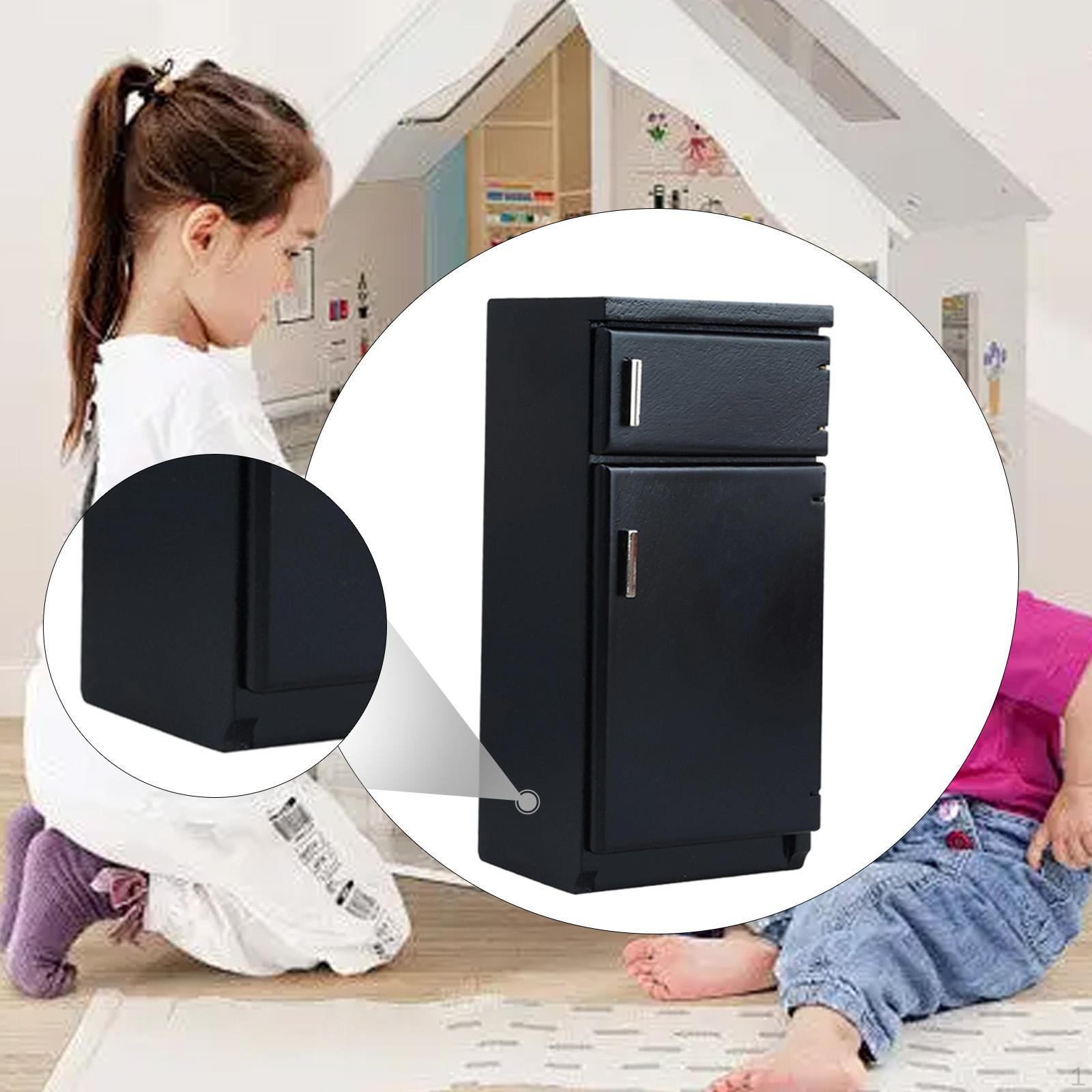 

1/12 Dollhouse Kitchen Fridge Freezer Furniture Dining Room Wooden Micro Landscape чёрный