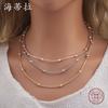 Three-layer Mixed-color Bead Mesh Chain Bracelet Necklace Set, Women's Advanced Sense Stacking Bead Necklace