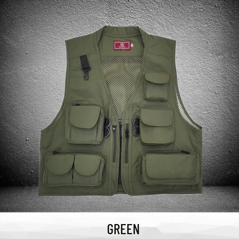 Men's Breathable Multi-Pocket Workwear Vest - Customizable Logo for Outdoor Volunteers