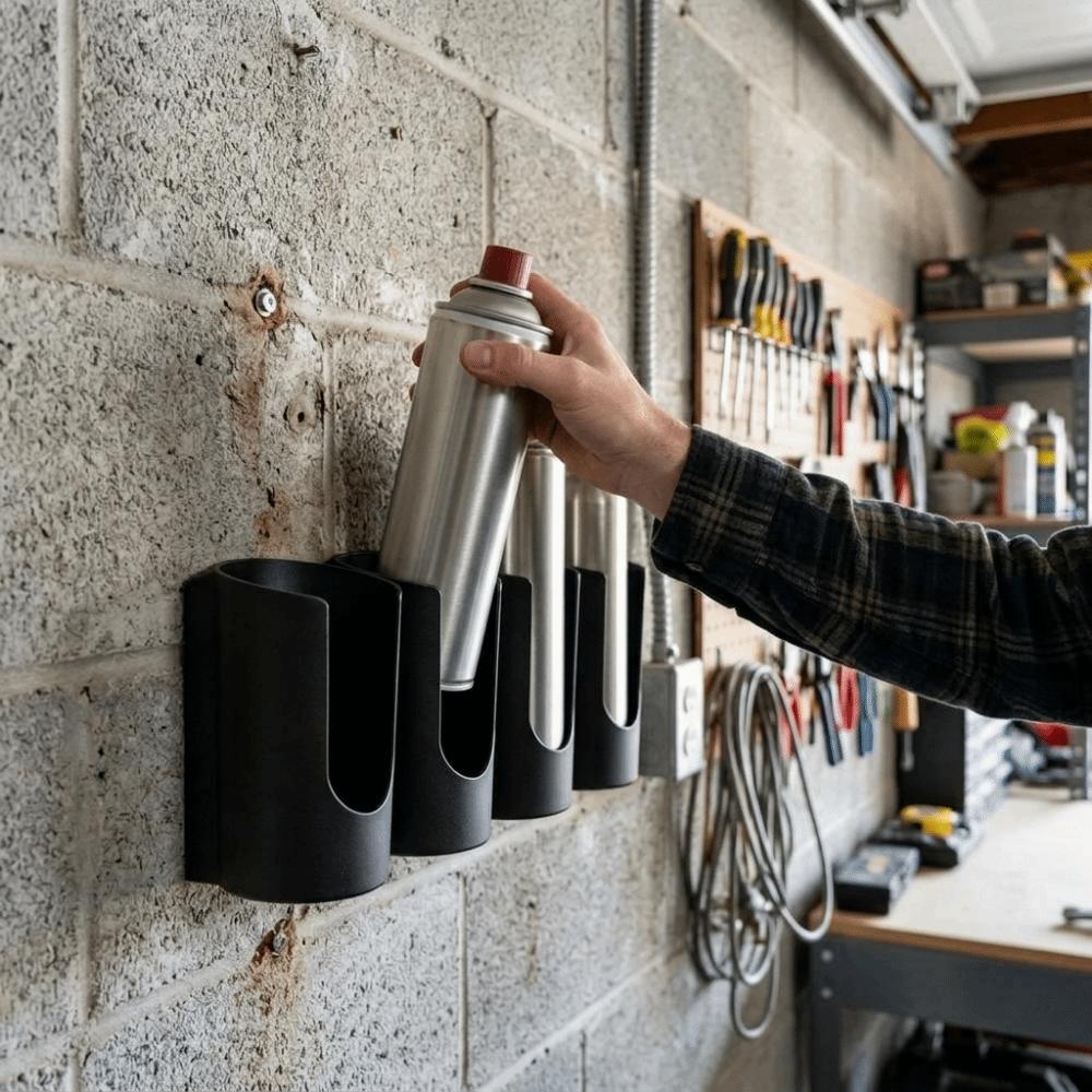 Wall Mounted Spray Can Holder 4 Slots Aerosol Can Holder Spray Bottle Holder Workshop