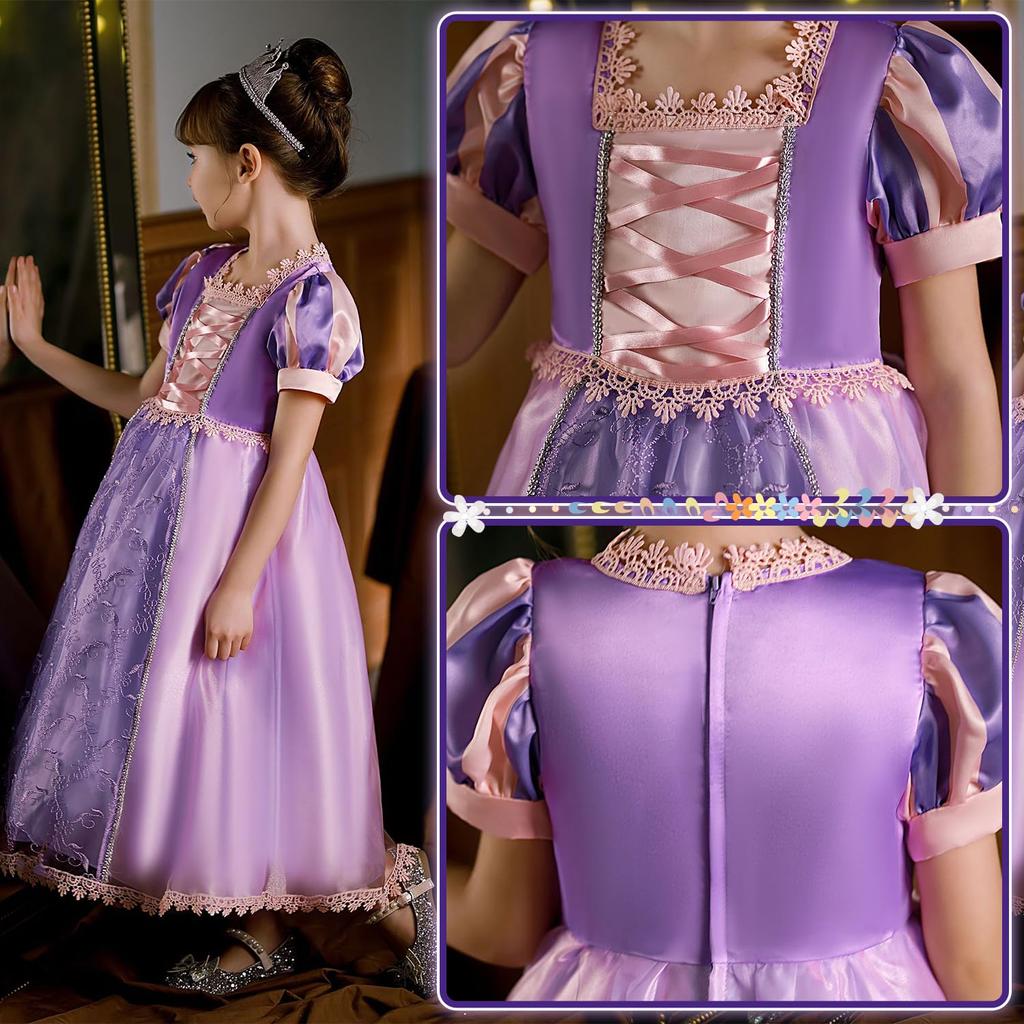 JIEAIRUI Rapunzel Princess Dress for Halloween Costume for Perfect for and Includes 8 Accessories Kids, Girls, Parties, Birthdays, Christmas,
