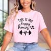 Dies ist mein Happy Hour Shirt Damen Trainings-T-Shirt für das Fitnessstudio Fitness-T-Shirt Alltag Lässige Fitnesskleidung Einfaches Design Baumwoll-Oberteile