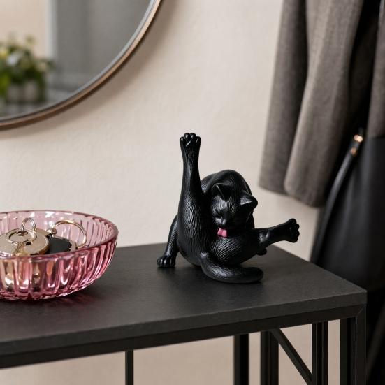 3D Printed Licking Butt Cat Figurine, Funny Black White Kitten Statue, Animal Sculpture Desktop Decoration for Home Office Bookshelf