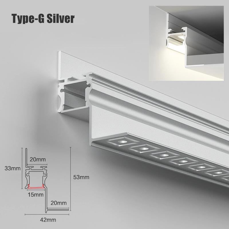 0.5m/1m Ceiling Top Corner LED Aluminum Profile Frameless Embedded Channel Luminous Plaster Line Wall Washing Decor Linear Light