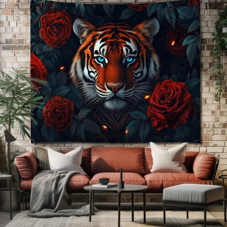 Tiger Rose tapestry 75x100 чёрный