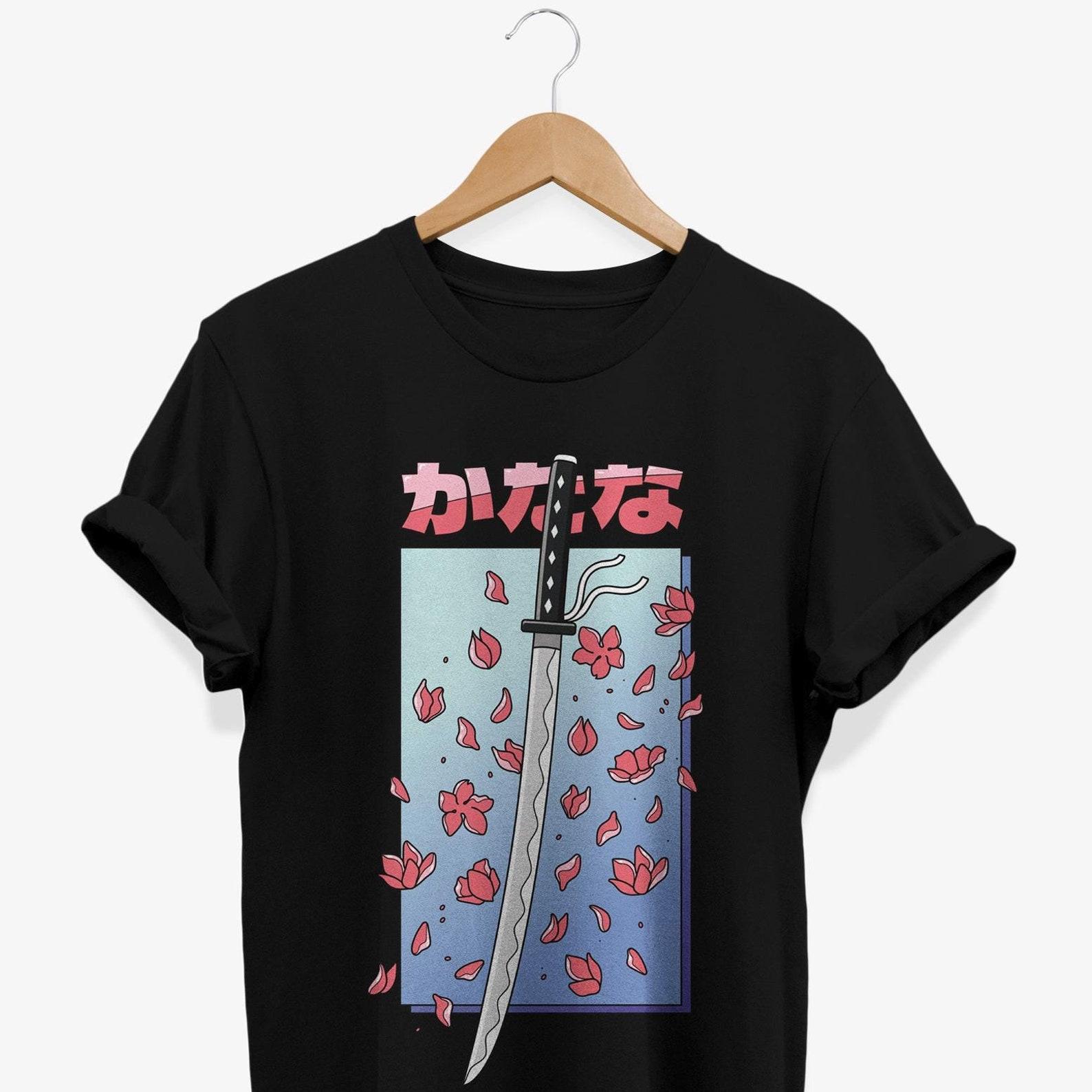 Katana Sakura T-Shirt | Japanese Samurai Graphic Tee L
