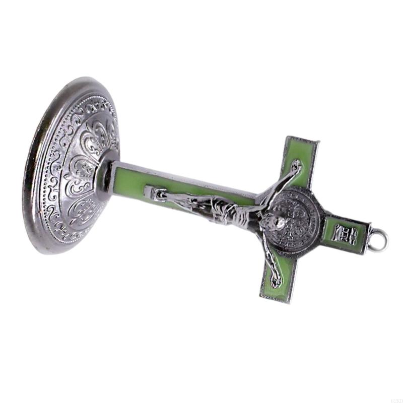 62KD Classical 9cm Crosses Figurine Alloy Standing Crucifix Figurine with Base Home Christian Decoration for Believers